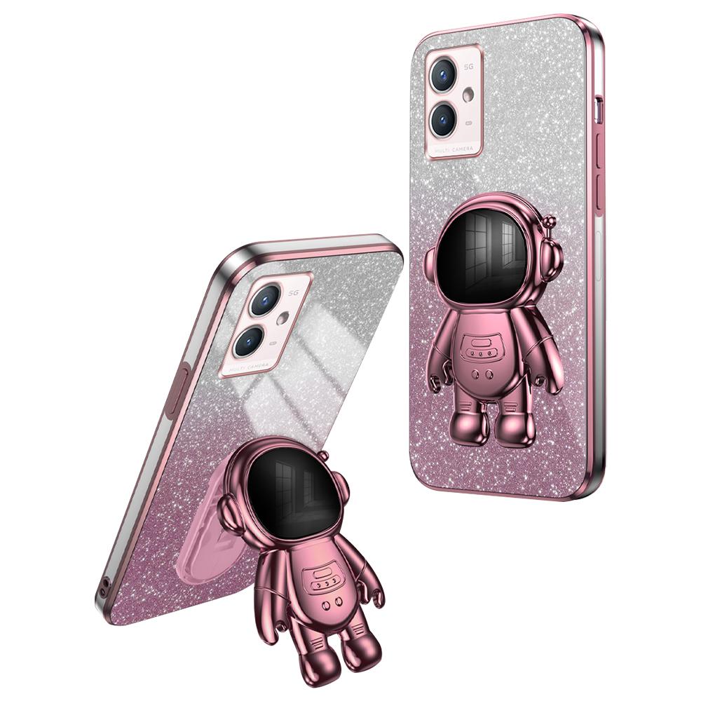 

For vivo Y33s 5G/Y75 5G/Y55 5G Shockproof Phone Case Kickstand PC+TPU Phone Cover Shell Pink