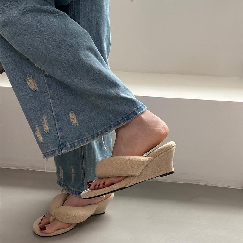 Summer Design Clip Toe Women Slippers Wedges Heel Party Dress Ladies Shoes Zapatos Mujer