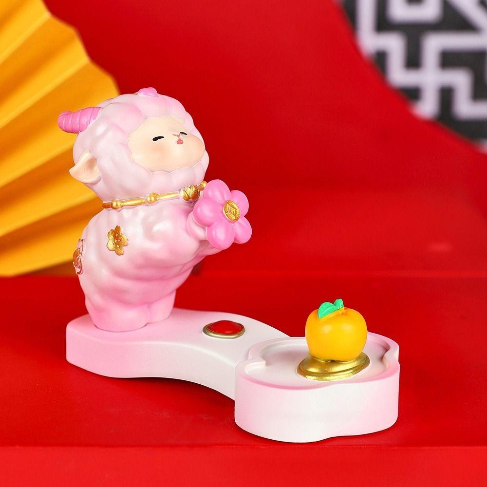 Cute Goat Figurine Mobile Phone Stand Chinese Style Zodiac  Sheep Figurine  Home Decor