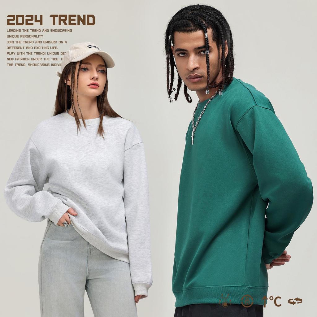 Ciężka Męska Bluza z Kapturem Casual Luźna 330G - Jednolity Kolor Amerykański Trend, Kolekcja Jesień/Zima