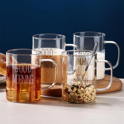 Good Morning Glass Mug Coffee Milk Breakfast Pomper with Breakfast Drinkware Σετ οικιακού δώρου για παιδιά