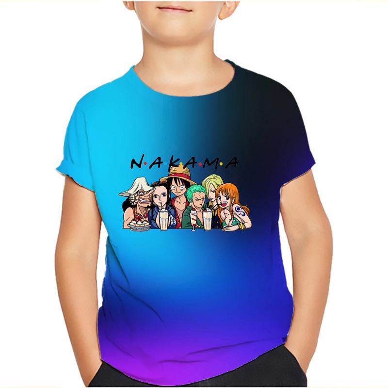 One Piece Luffy T Shirt Four Emperors Short Sleeve Zoro Sanji Chopper Ace Law Tee Children's Clothing Fashion Costumes for Kids Top