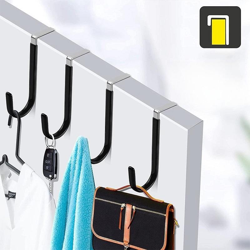 Door Hook with Rubber No Need for Drilling Cabinet, Wardrobe Door Rear Anti Slip Hook Over The Door Organizers