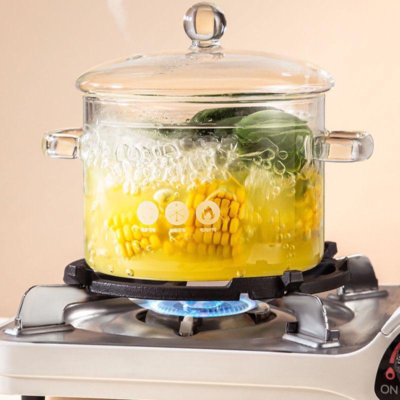 ZISIZ Transparent Glass Cooking Pot with Lid