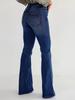 Women's Versatile Slimming Faded Whisker Flared Jeans