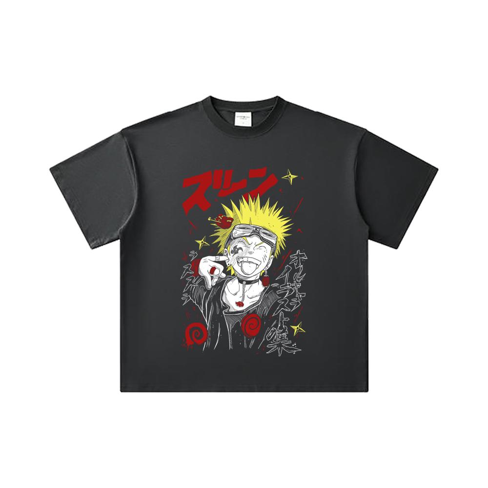 260 GSM Double Yarn 32 Count 100% Cotton Naruto V17 Print Unisex Heavy Cotton T Shirt