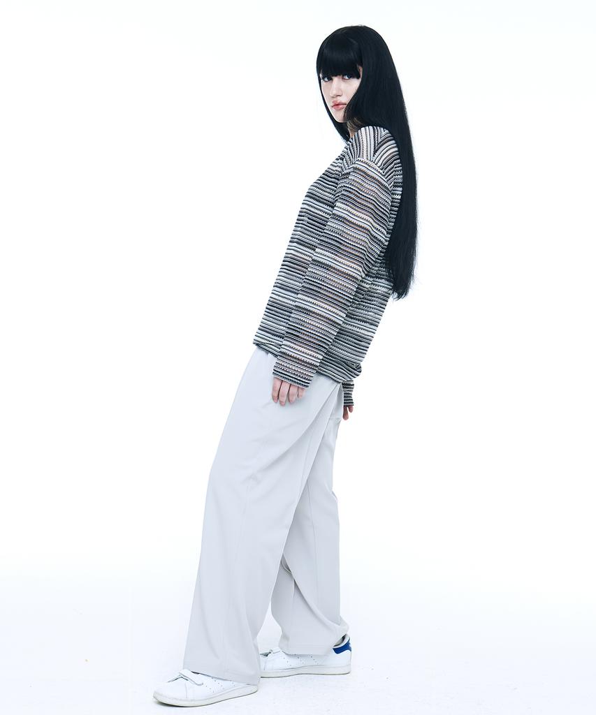 C WEAR BY THE GENIUS Oversized See-Through Craft Knit Pullover Black
