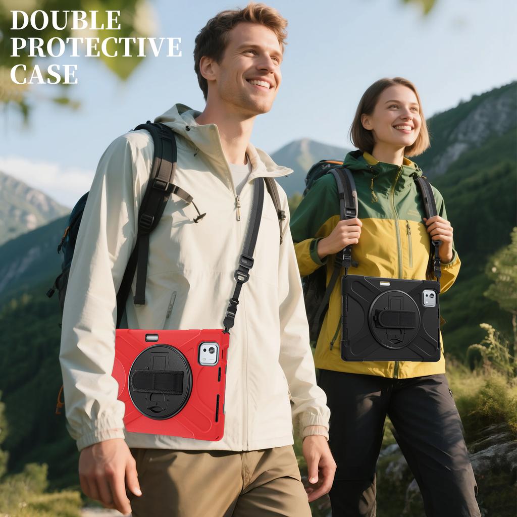Rugged Stand Case Universal for Xiaomi Pad 7S Pro 12.5 2025 6S Pro 12.4 2024 24018RPACG 360 Rotating Cover with Shoulder Strap