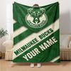 Name Custom Milwaukee Bucks Logo Print Flannel Blanket High Quality Warm Comfortable Cover for All Seasons Perfect for Gifts Home Decor