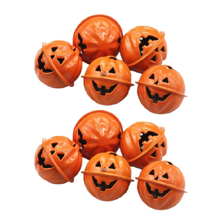 10pcs Metal Pumpkin Bells for Halloween Celebration Smiling Face Pendants Jewelry Component Unique Costume Accessories