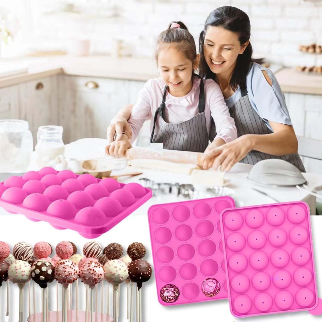 20 Cavity Silicone Cake Pop Mold Kits with 20pcs Cake Pop Sticks Great for Cake Pop Maker Lollipop Mold Cake Pop and Chocolate