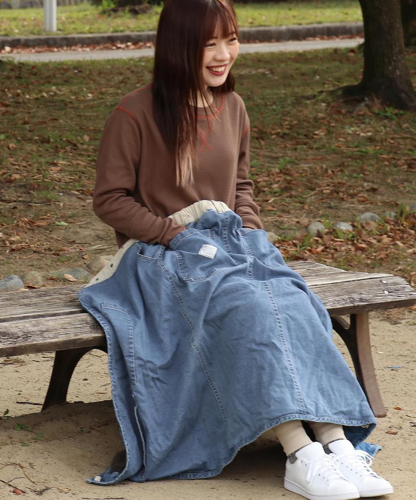 Cliff Mayer Denim Wrap Ljusblå 2-vägs Boa-fodrad Kjold, Dam, Stor,