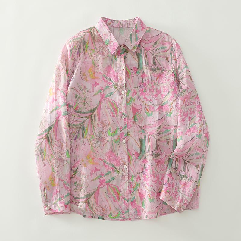 DIMANAF 2025 New Plus Size Women Tops Shirts Tees Casual Loose Blouse Print  Floral Autumn Cotton Long Sleeve