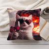 Speechless Cat Funny Cute Cushion Cover Silky Short Plush Invisible Zipper Dustproof Sofa Pillow Case For Home Decor