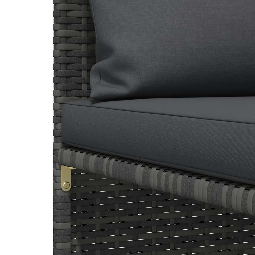 2 Seater Garden Sofa with Cushions Grey Poly Rattan