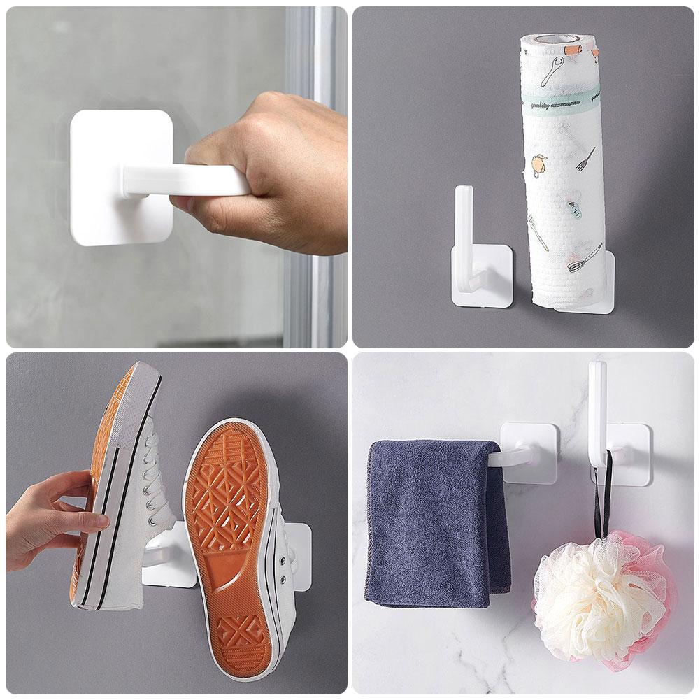 Towel Clothes Hanger Multi-Purpose Adhesive Hat Hooks Punch-Free Hanging Sticky Hooks for Kitchen Bathroom Office Closet