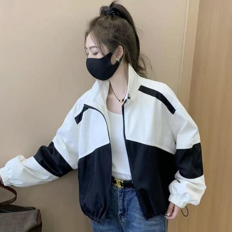 Short Autumn New Casual Versatile Loose Color Matching Baseball Jersey Top
