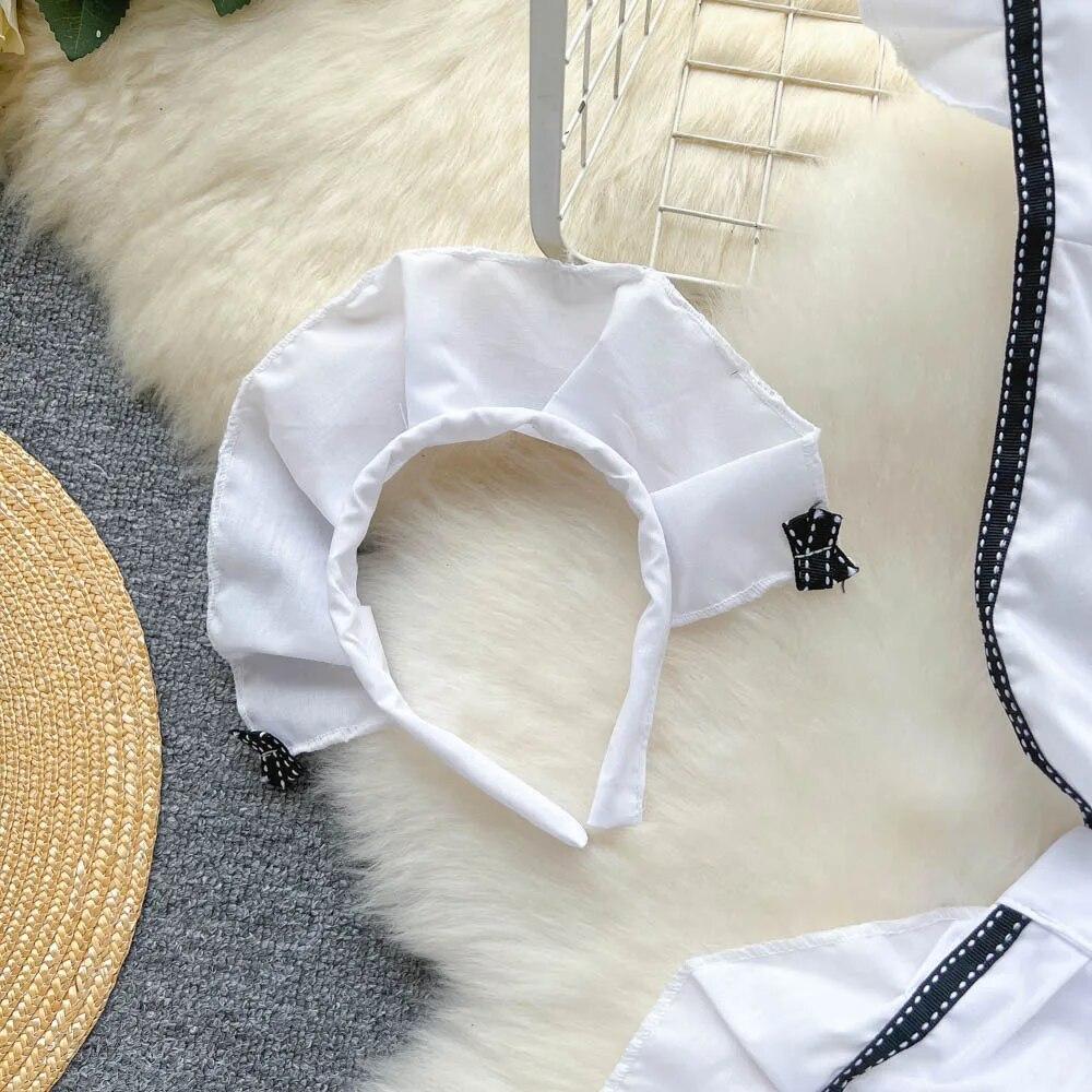 Sweet Bow Ruffles Erotic Pajams Dress Women A-line Sheath Short Tank Top Night Dress Cosplay Sexy Lingerie Nightwear