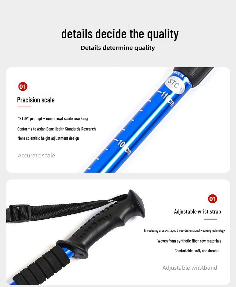 Ultra-Light Shock-Absorbing Aluminum Trekking Poles - Four-Section Telescopic Hiking Gear