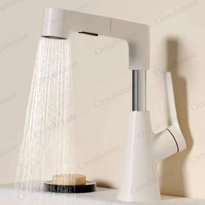 Crème Salle de Bain Air Tout Cuivre Blanc Robinet Lave-Mains Relevable Ménager Lave-Mains Extractible Accessoires de Salle de Bain Chaud et Froid