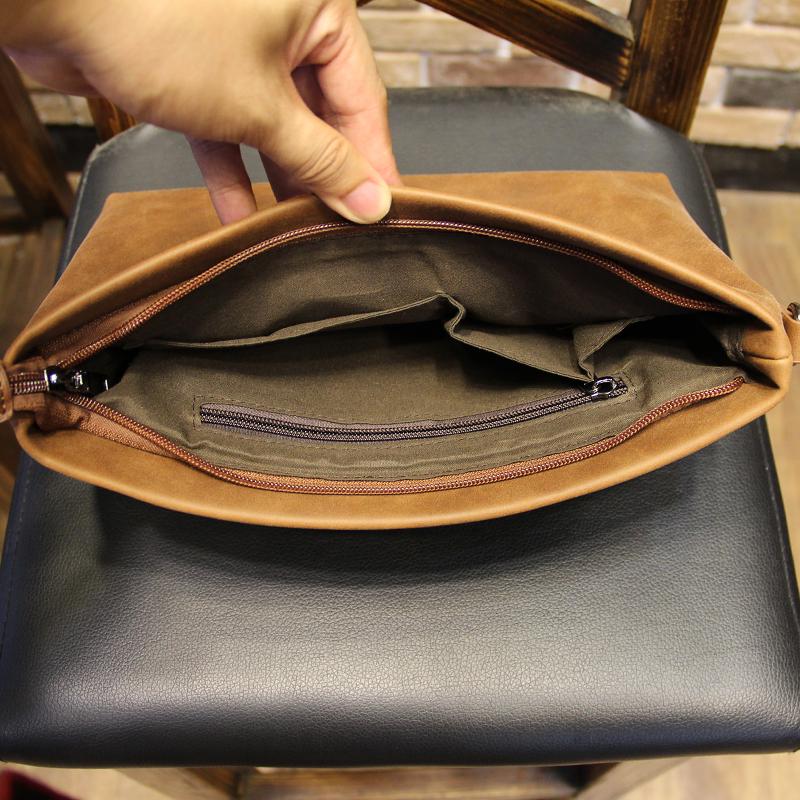 Male Bag Envelope Clutch Crazy Horse Leather Business Men Clutch Bags Casual Large Capacity Hand Bag