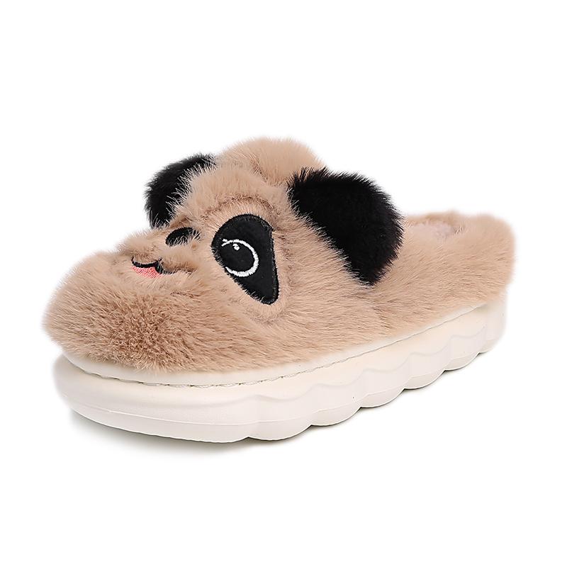 New Winter Cute Big eyed Rabbit Children's Waterproof Warm Non-slip Fluffy Slippers For Girls Boys Kids Indoor Home Cotton Shoes