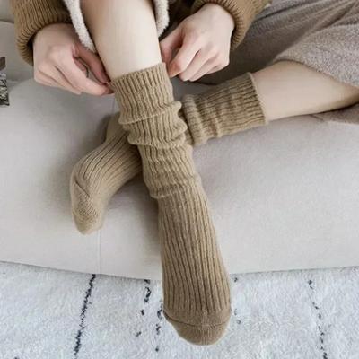 Warme Herbst Winter Frauen verdicken Socken süße thermische japanische Mode Volltonfarbe Socke