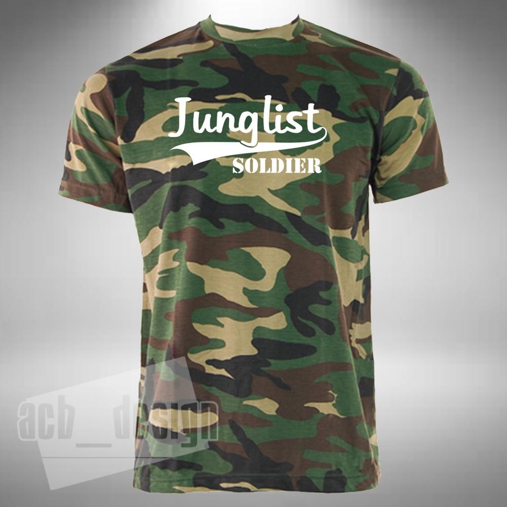 

Junglist Soldier Camouflage Mens T Shirt Drum Jungle Old Skool Size S - 3XL M