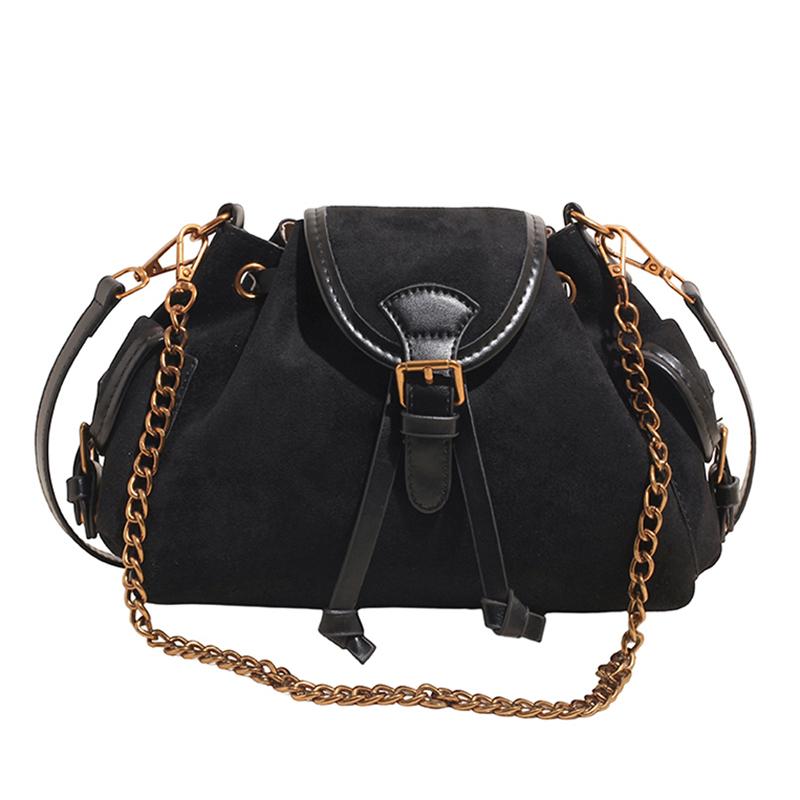 

Autumn and winter bucket bag retro high-end portable women s bag large capacity shoulder messenger bag чёрный