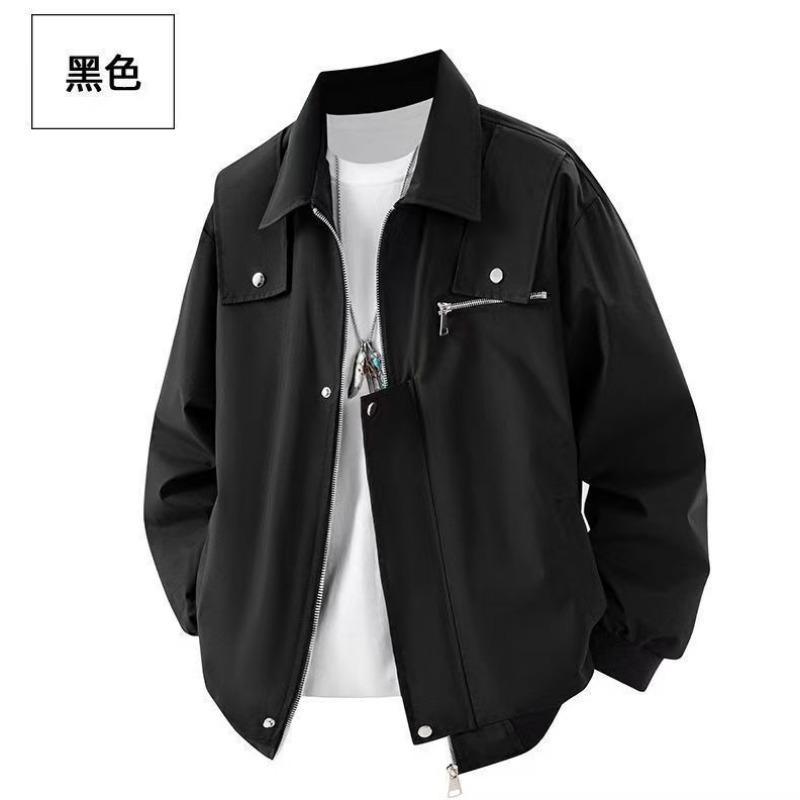 High Street All-match Lapel Men's Jacket Spring and Autumn New Solid Color Casual Loose Jacket
