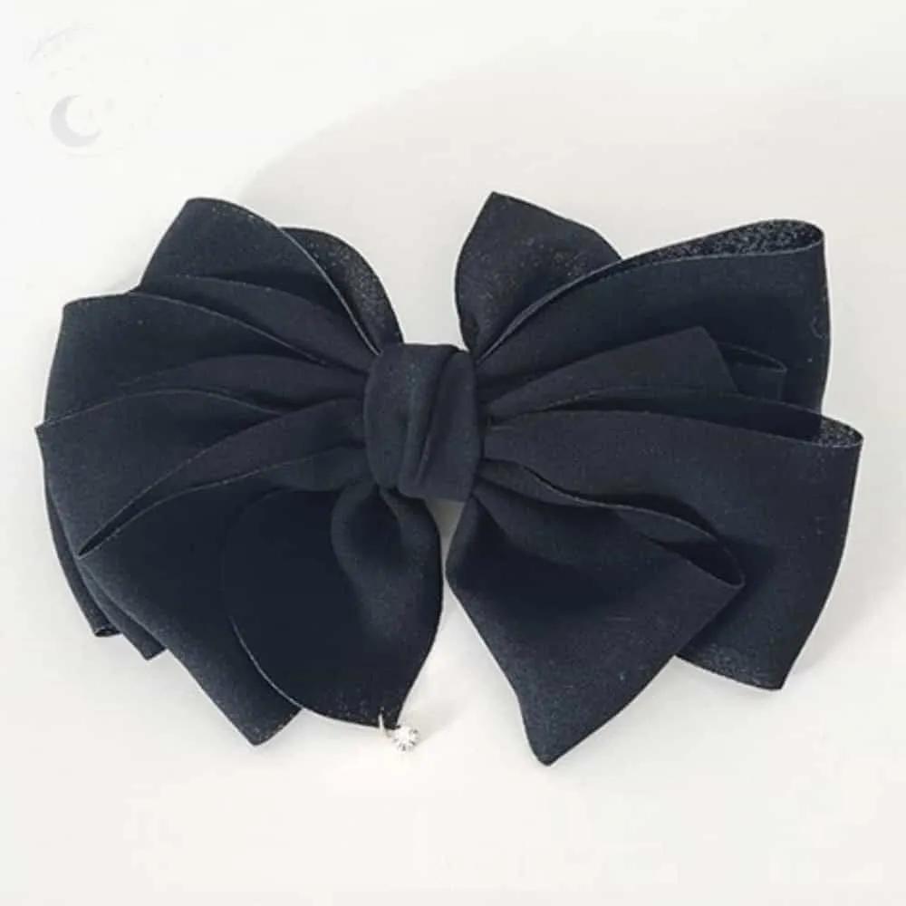LUNAMAY Simple Ribbon Hair Pin Black Layered Cubic Automatic Hair Pin