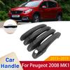 For Peugeot 2008 MK1 A94 2013 2014 2015 2016 2017 2018  Car Gloss Black Chrome Door Handle Auto Accessories Style Stickers