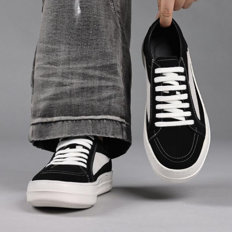 New Niche Men's Leather Casual Shoes Lightweight Breathable Board Shoes Outdoor Non-slip Wear-resistant Platform Leather Shoes