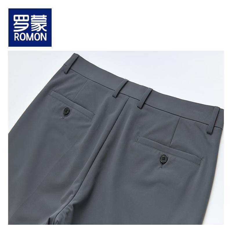 ROMON Men's Business Casual Straight-Leg Commuter Trousers