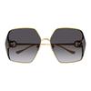 Gucci Temple Logo Shape Metallic Irregular Sunglasses Women's Gold