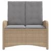 Adjustable Garden Bench with Cushions Beige Poly Rattan