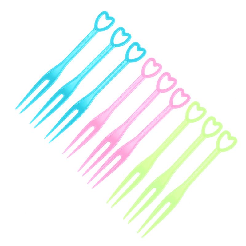 500Pcs/200Pcs Heart-Shaped Cake Forks Mini Children Plastic Dessert Fruit Fork Dinnerware Party Bake Utensils
