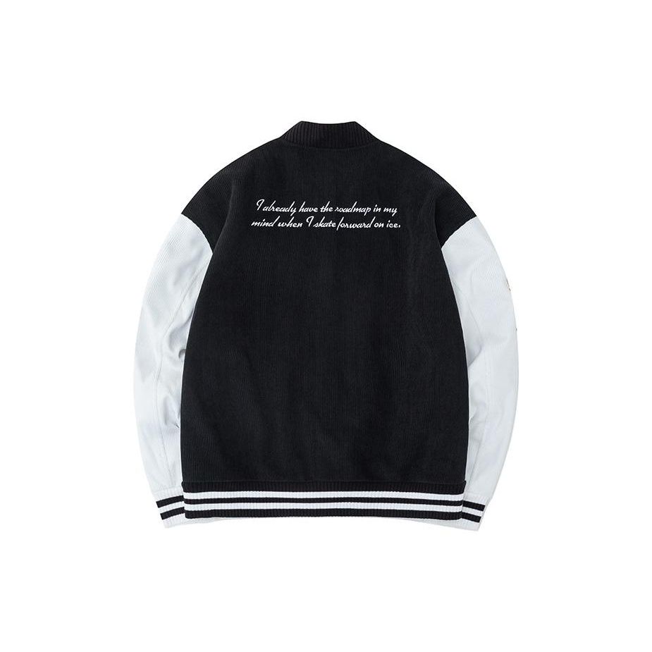 Anta Lifestyle Series FW22 Graphic Print Loose Trendy Baseball Jacket Unisex Jackets Black 152248604-2