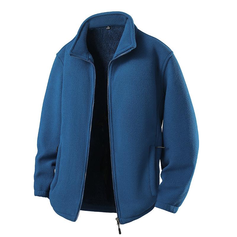 Fuzzy Sherpa Jacket for Men Casual Full Zip Stand Collar Fall Winter Warm Outwear Polar Fleece Jackets Men's Outdoor Hiking Soft Coat With Pockets