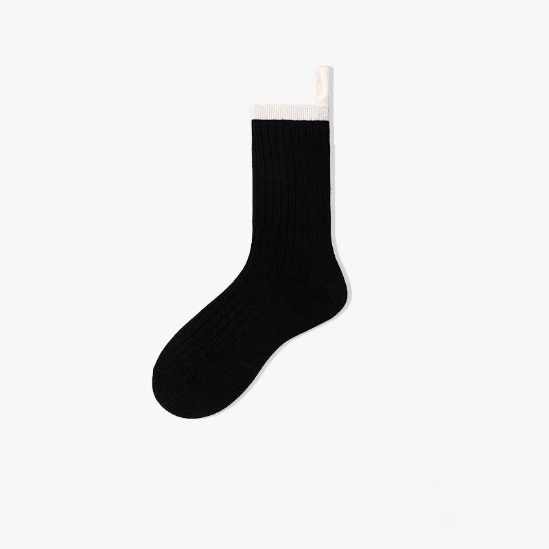 

Женские летние тонкие носки-трубы из чистого хлопка стандартной длины для колледжа, впитывающие влагу, дышащие 1 pair чёрный