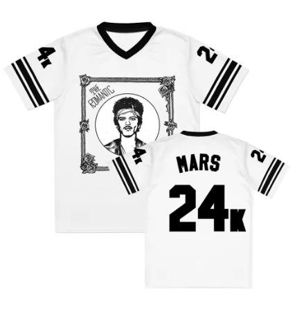 Bruno Mars Romantic Trip 2026 Jersey V-Neck Short Sleeve Loose Men's T-Shirt Summer Men's and Women's Pass