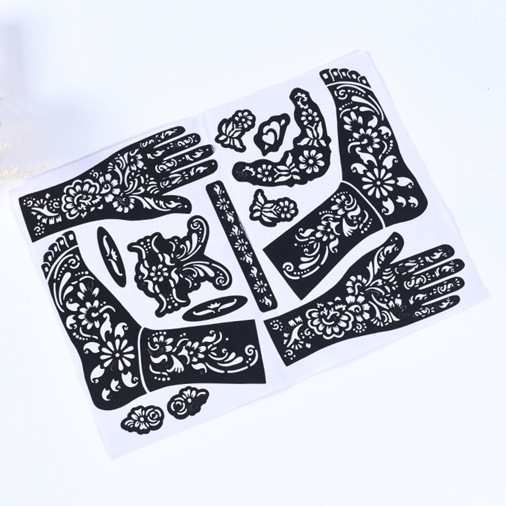 

Reusable Waterproof Body Art India Tattoo Sticker Hand Art Stickers Henna Template Tattoo Temporary чёрный