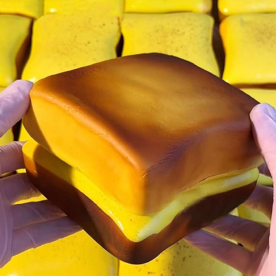 Squishy Butter Toast Squeeze Toy Stress Relief Slow Rising Sensory Fidget for Anxiety ADHD Autism Gifts Kids Adults ASMR Fun