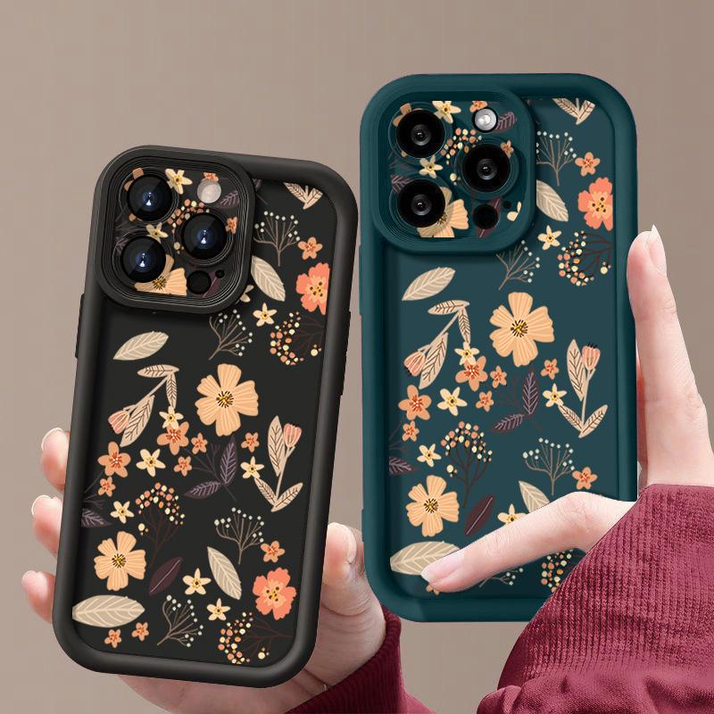 For iPhone 17 Pro Max 17 Air 16 15 14 13 Cover Floral Patterned Shockproof Solid Color Soft Phone Case