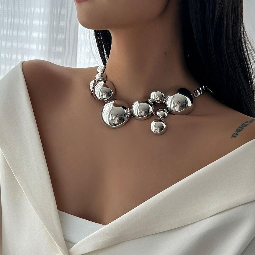 DIEZI Personlig Punk Halskjeder Armbånd Sett For Kvinner Geometrisk Gull Kobber Farge Rundt Anheng Halskjeder Hip Hop Zirkon Sett