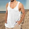 Men Tank Top Solid Color U Neck Loose Type Knitted Super Breathable Summer Tops Daily Clothes