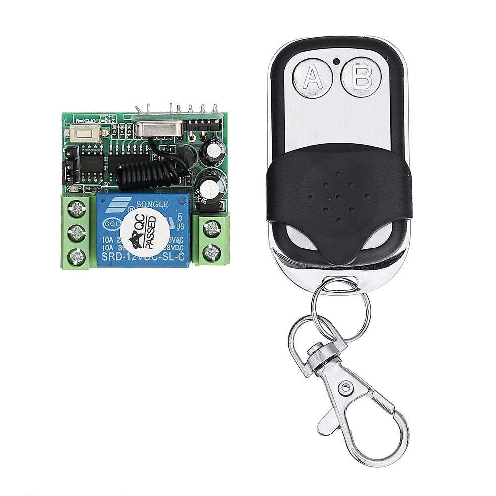 12V Single Channel Remote Control Switch with 2-Button Remote: A On, B Off.