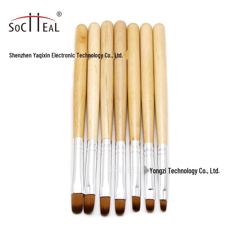 Dřevěná rukojeť Stříbrná tuba Štětec na nehtové umění pro fototerapii