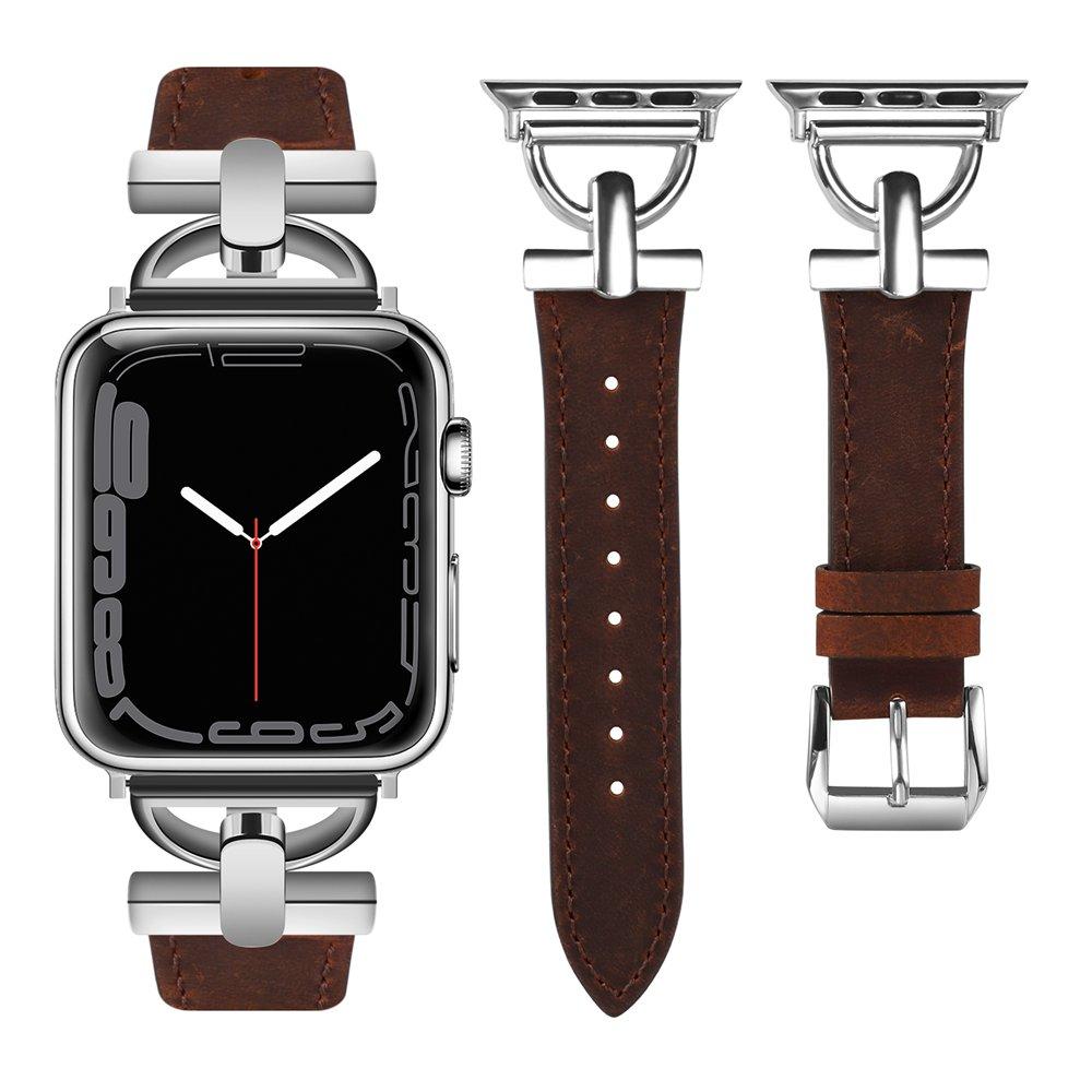 

Ремешок для часов Wearlizer Luxury Leather Band для Apple Watch Women 41 мм 40 мм 38 мм D-образный ремешок для iWatch Series 9 8 7 6 5 4 3 2 1 SE 41mm 40mm 38mm