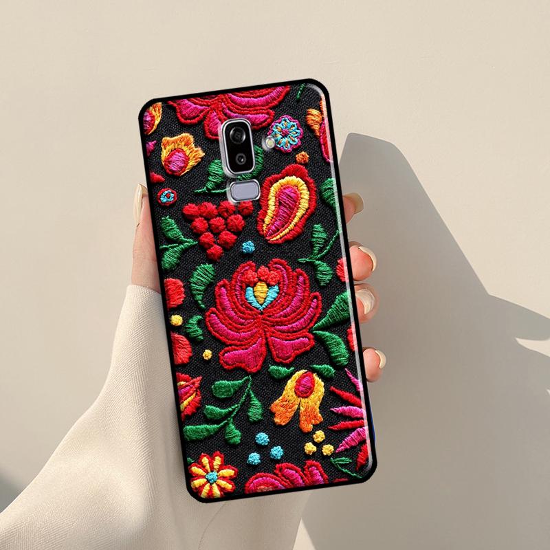 Embroidery Flowers Case For Samsung Galaxy J1 J3 J7 J5 2016 A3 A5 2017 J8 A7 A9 J4 J6 A6 A8 Plus 2018 Cover